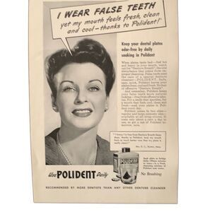 Vintage 1948 Polident My Mouth Feels Fresh and Clean Ad Advertisement